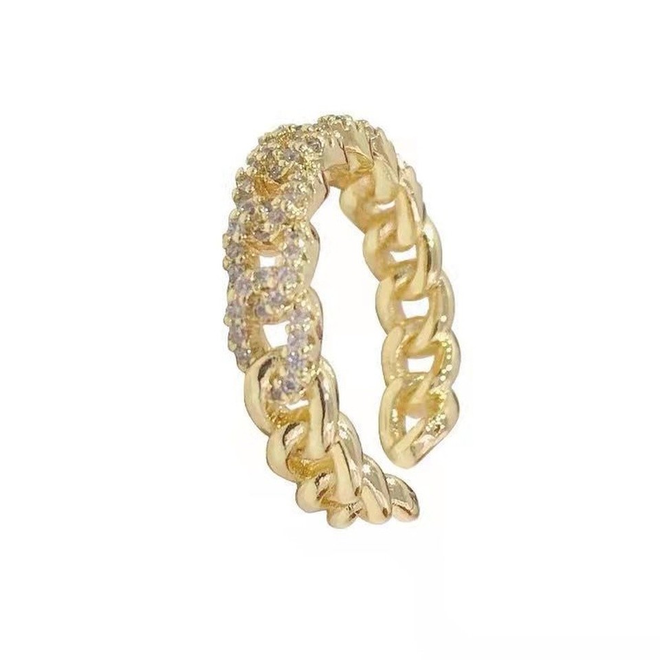 Open Rong Ring For Women Full Diamond Accent Twist Open Ring Adjustable Band Fashion ...