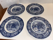 4 Staffordshire "Liberty Blue" "Washington At Valley Forge" 8.5"  Plates unused