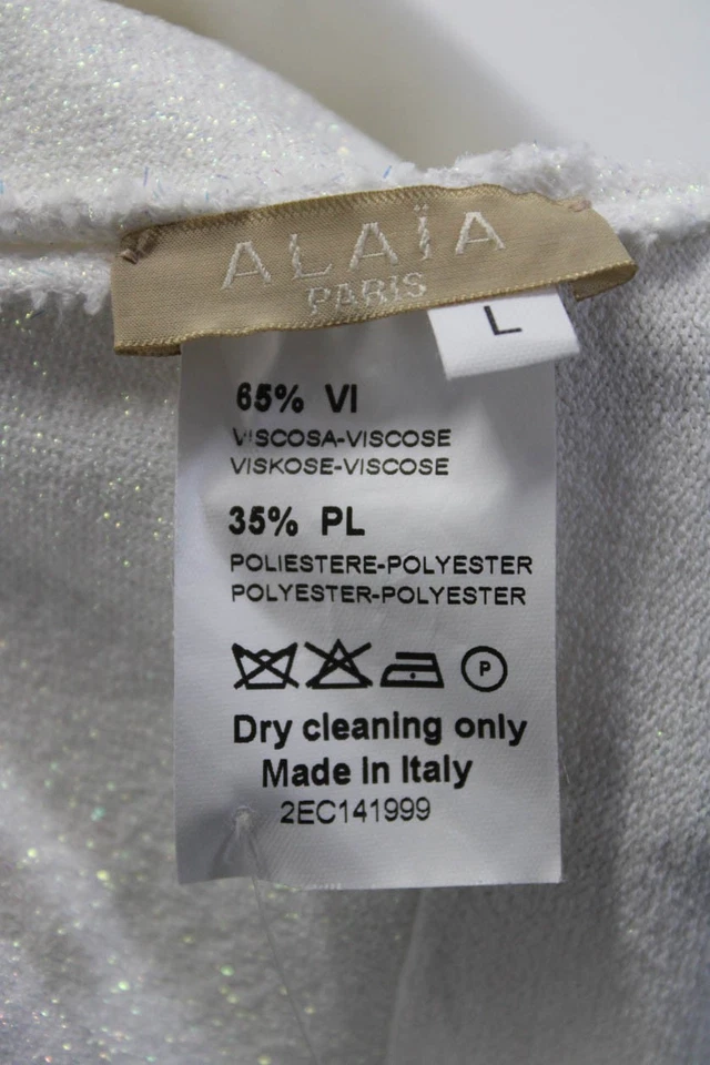 Alaia Womens Knee Length Metallic Stretch Knit Pencil Skirt White Size Large - Image 4 of 4