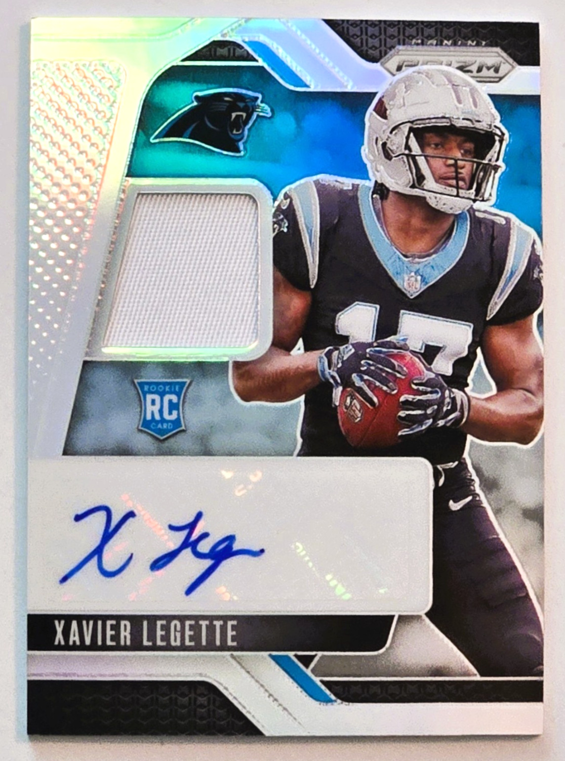 2024 Panini Prizm Xavier Legette RC Auto RPA Silver Prizm #RPA-XLE Jersey #17/99