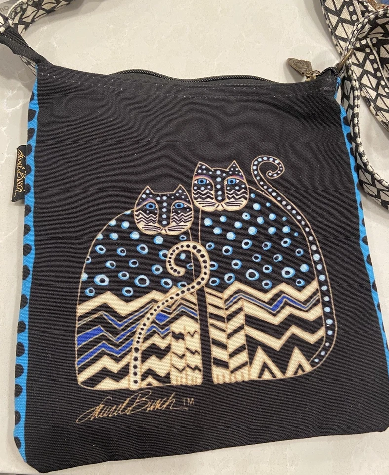 Laurel Burch Cats Kitty Crossbody Bag 9.5x10.5 Inches Beaded Geometric Colorful - Image 4 of 4