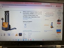 2640lbs 118'' Max Lifting Fully Electric Straddle Pallet Lift Stacker Adj Forks