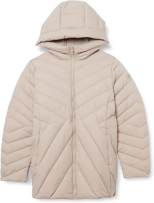 Tommy Hilfiger Damen Chevron Daunenmantel mit Kapuze lang beige Gr. UK 22 BRANDNEU