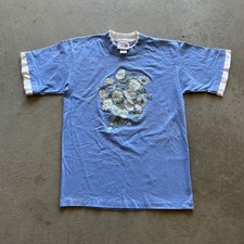 Vintage 90s Sun Flower Shirt Size Large Blue Morning Sun USA Made Grandma