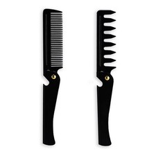 2Pcs Folding Pocket Beard Comb for Men - Fine Tooth  Wide Tooth Hair Comb wi...