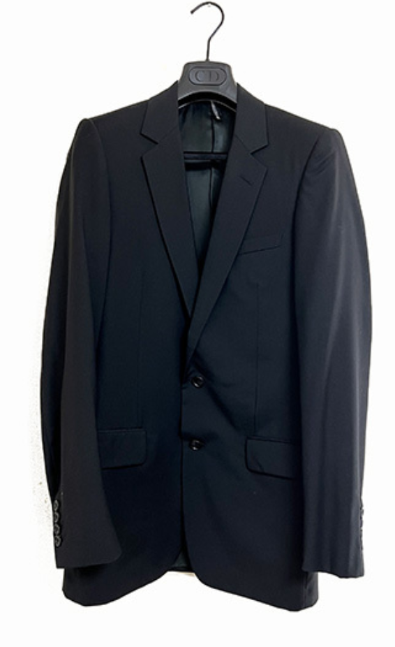 Tuta di flanella in lana gessata blu mezzanotte Saint Laurent blu slim fit $3999 taglia 52