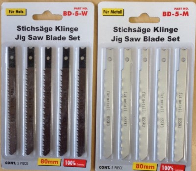 10 Stich-Sägeblätter 5 x Holz 5 x Metall  für Stich-Säge U-Schaft Stichsägeblatt
