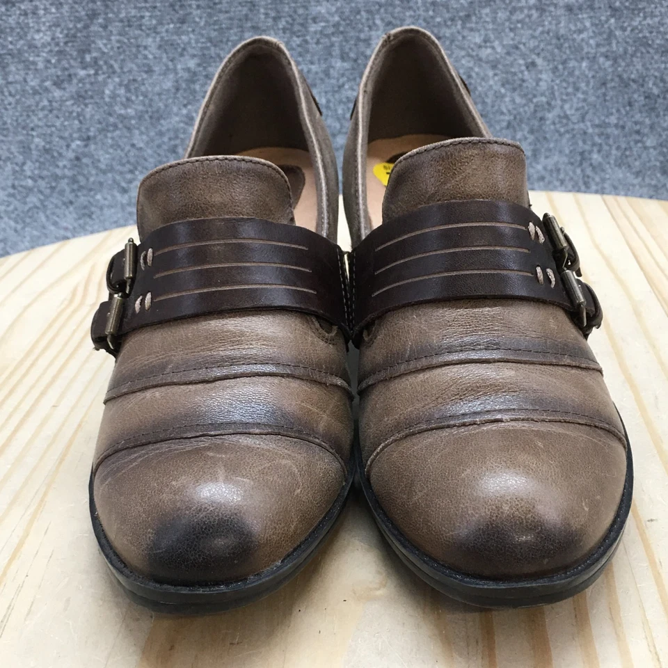 Sapatos Earth Feminino 7 B Abeto Alça Dupla Monge Bombas Salto Couro Marrom Casual - Imagem 4 de 4