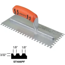 Kraft Tool Notch Trowel U-Notch 1/8" x 1/8" x 3/32" Made in the USA