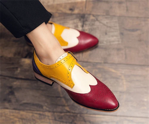 Hombre Zapatos Brogue Casuales Zapatos Oxford Negocios Punta de Ala Zapatos DE - Imagen 4 de 15
