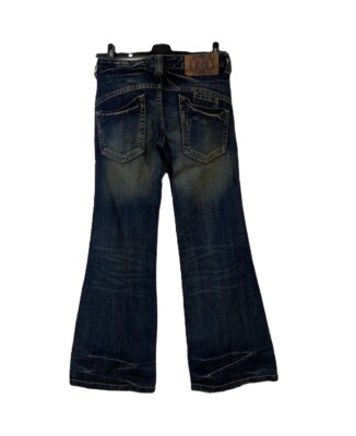 Flare / bootcut japanese denim darkwash jeans with a green wash / tint 29x33