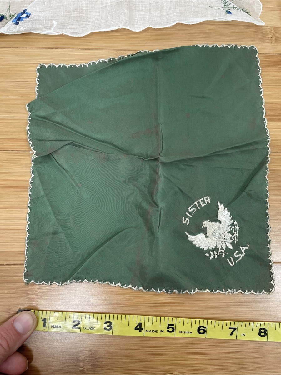 Vtg Lot Of 5 Fine Cotton Silk Embroidered Handkerchiefs WW11