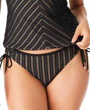Bar III Crochet Side-Shirred Hipster Bikini Bottoms - XL - Black