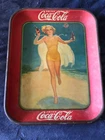 VINTAGE 1937 COCA-COLA “RUNNING GIRL” SERVING TRAY. Pin Up Antique Original