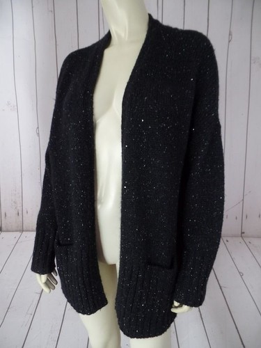 Maglione J JILL M Petite nero lana poli acrilico mohair misto nylon paillettes CHIC! - Foto 3 di 12