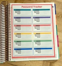 Password Organizer Dashboard for use with Erin Condren Life Planner