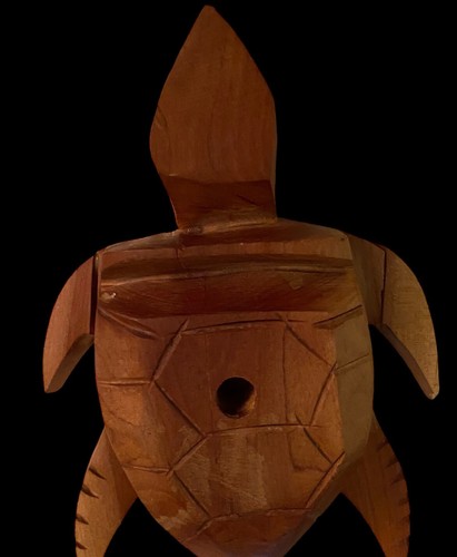 VINTAGE CARVED WOOD SEA TURTLE PENCIL HOLDER 3.5” X 6” - Picture 13 of 18