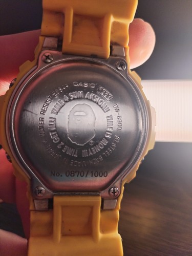 A Bathing Ape BAPE Casio DW 6900 G-Shock Yellow Limited Edition (0870/1000) - Picture 5 of 11