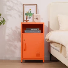 Night Table Lockable End Table Coffee Table Metal Locker Bedside Storage Cabinet
