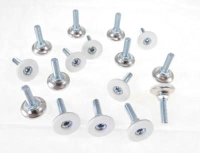 16 Pack Monaco 5/16-18 Non-Swivel W/Hex White Nylon Base Leveler MONO-31