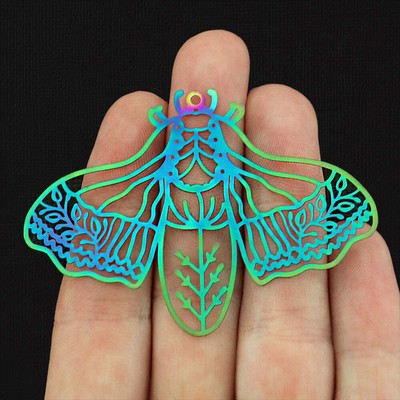 Butterfly Rainbow Electroplated Stainless Steel Charms Sided