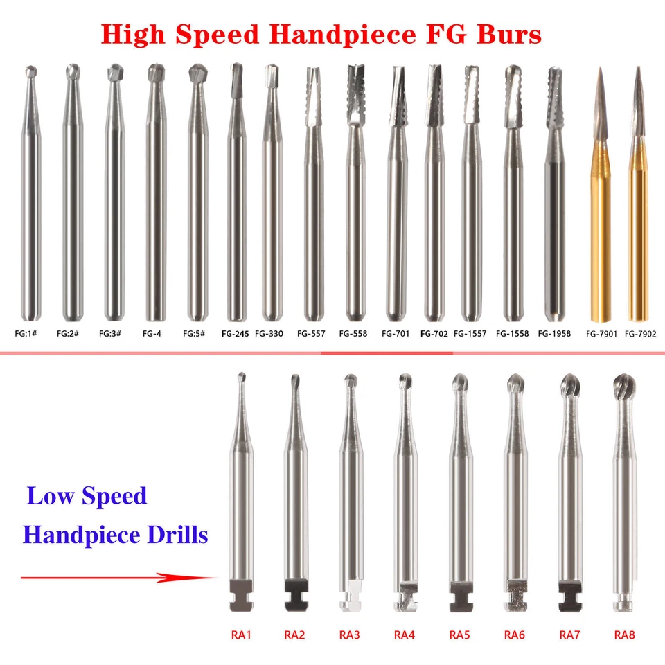 Fresas dentales de carburo redondas de acero al tungsteno FG/RA para pieza de mano de alta/baja velocidad ns Foto 4 de 4