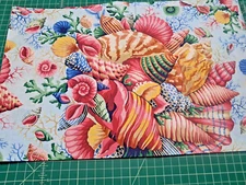 Fabric Philip Jacobs for Kaffe Fassett SHELL BOUQUET in blue OOP Half Yard