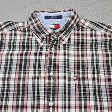 Vintage Tommy Hilfiger Shirt Mens XL Plaid Long Sleeve Button Up Preppy