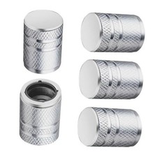 Tire Valve Stem Caps - 5 Pack Metal Air Caps with Plastic No Pattern Silver