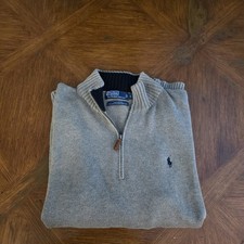 Polo Ralph Lauren sz L grey cable knit half zip mock sweater
