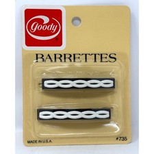 Vintage Goody Barrettes 2.5  Metal Clasp 735 White Black 1982 NIP 2 