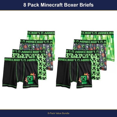 8 Pack Minecraft Boys Underwear Boxer Briefs Creeper Size 10 Kids Mojang NWT
