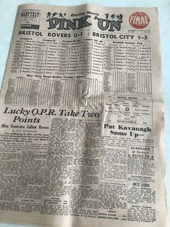 Bristol Rovers v Queens Park Rangers QPR Full Newspaper Pink’un 30.8.1947