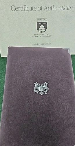 1989-S U.S. Mint Prestige Proof Set w/Silver Dollar COA OGP 7 Coins - Picture 3 of 3