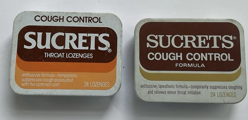 Vintage SUCRETS COUGH DROPS / LOZENGES 3”  Empty Tin Box Container Lot Of 2
