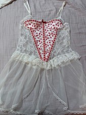 Vintage HW Intimates Heart Print Lace Babydoll Lingerie