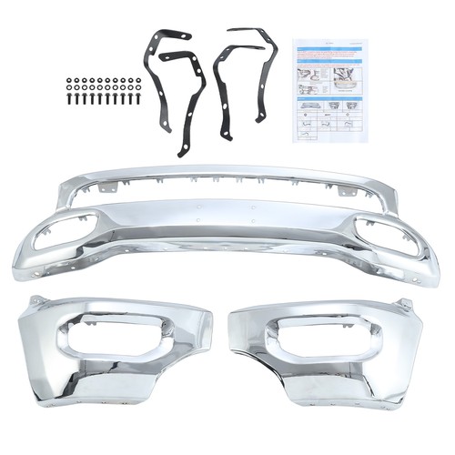 Chrome Front Bumper Face Bar For Ram 1500 2013-2024 - No Fog Light Holes - Steel