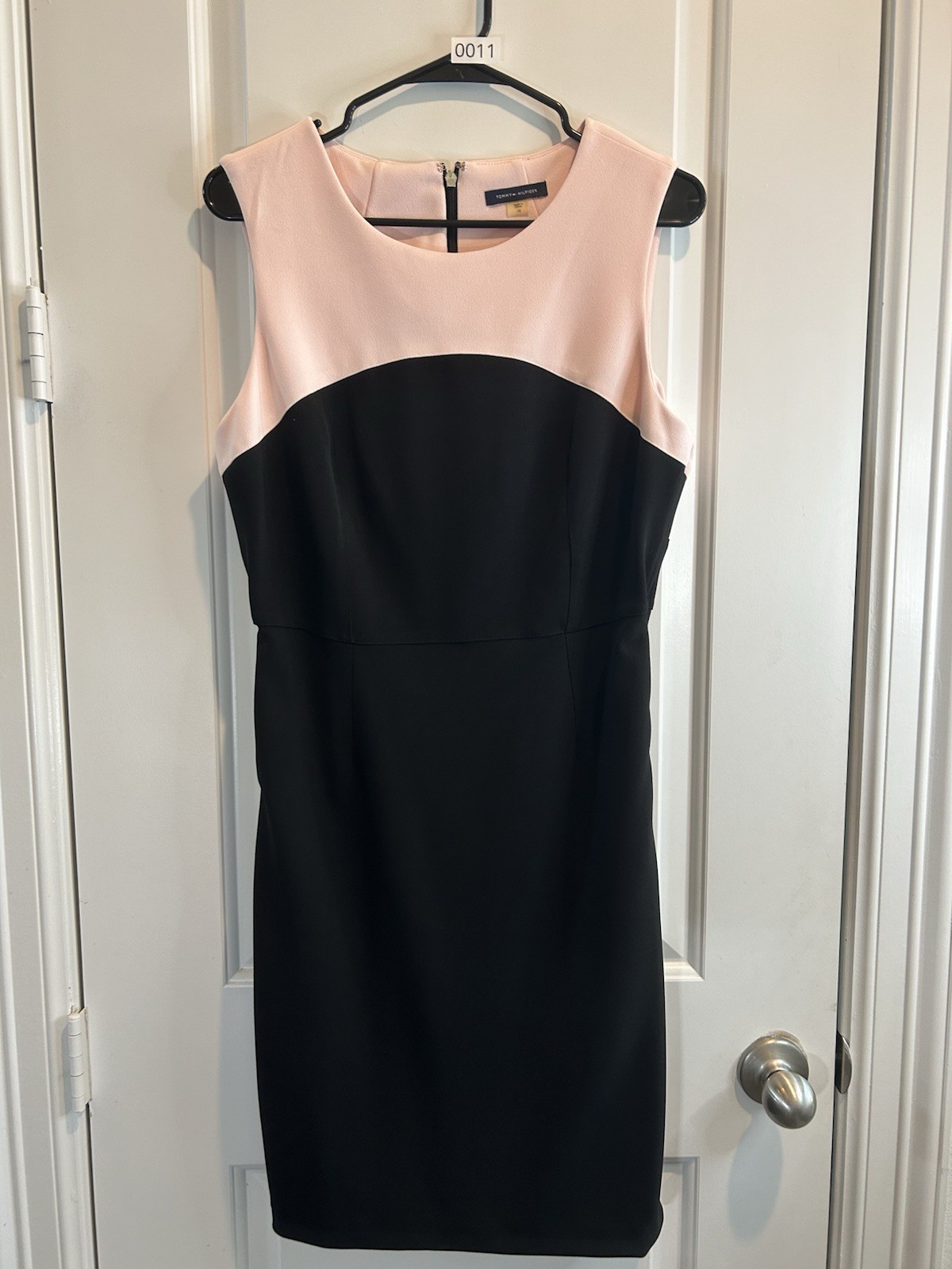 Tommy Hilfiger Pink Black Colorblock Sheath Dress Sleeveless Knee Length 10