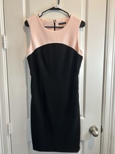 Tommy Hilfiger Pink Black Colorblock Sheath Dress Sleeveless Knee Length 10
