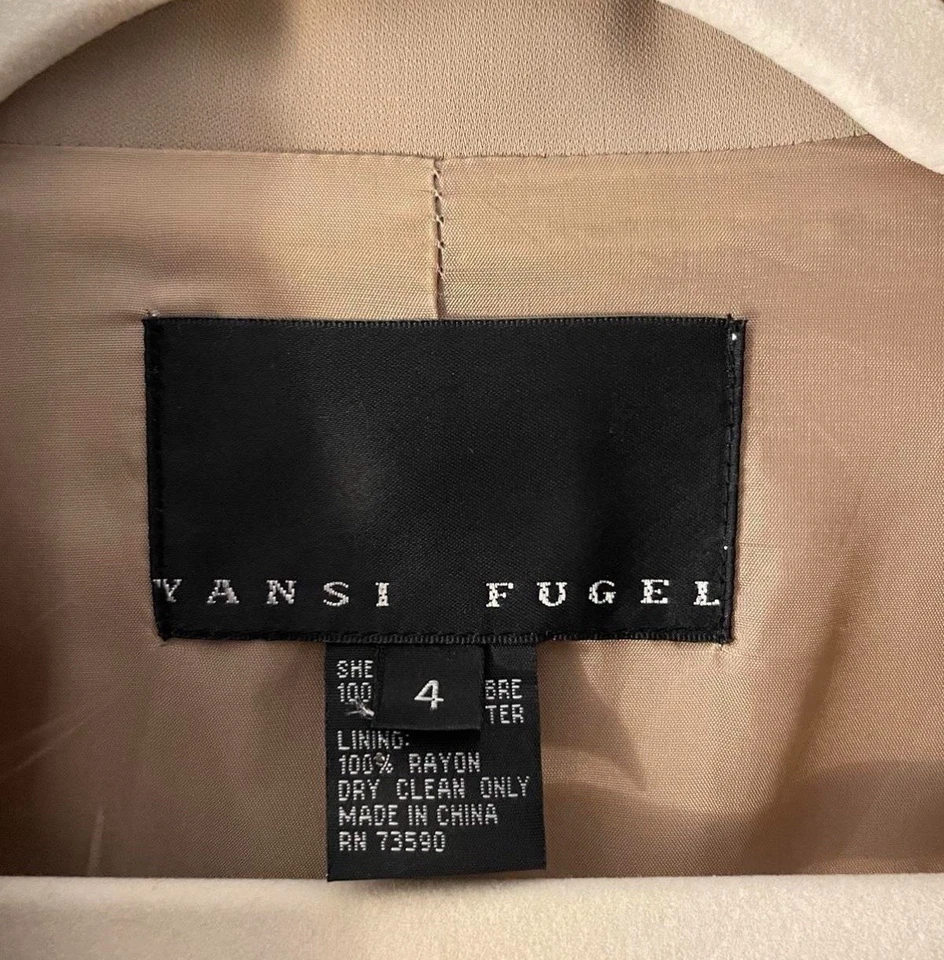 Blazer Traje Chaqueta De Colección Yansi Fugel Estructurado Para Mujer Talla 4 Beige Tostado Y2K Foto 2 de 3