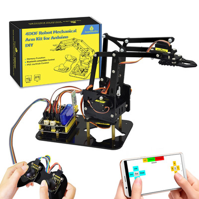 Keyestudio STEM 4DOF Roboterarm-Kit, Mechanischer Arm, Klauen-Kit, Ps2-Steuerung