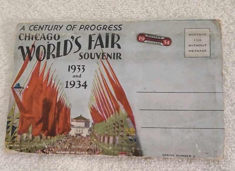 Vintage 1933-1934 Chicago World's Fair Fold Out Postcard Souvenir Folder. #205