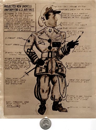 WW2 WWII USAAF US Army Air Force Military Press Photo Satire Cartoon of Uniforms