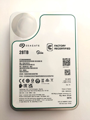 Seagate Exos X28 28TB ST28000NM000C HDD factory recertified Power on Hours = 0