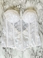 CARNIVAL Vtg Strapless Bustier Corset Bra 34B White Lace Made In USA