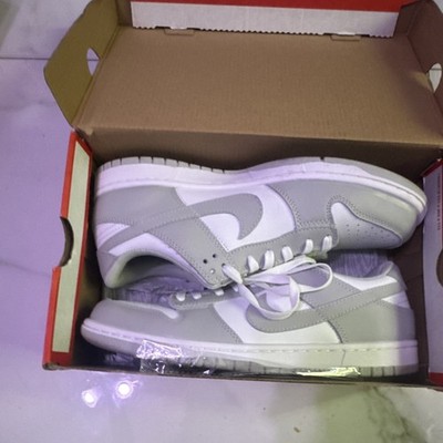 Nike Dunk Low Gray White Lace Up Men's Low Top Athletic Sneakers