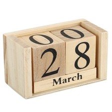 1 PCS Vintage Wood Block Perpetual Calendar Month Date Display Blocks 3.7" Brown