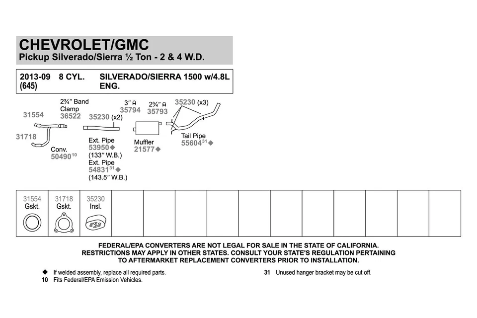 For Chevy Silverado 2500 HD 01-17 Exhaust Pipe Flange Gasket Perforated Metal w Foto 3 de 4