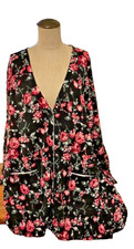 Woman Within 1X Beautiful Floral Button Front Cardigan Sweater POCKETS 