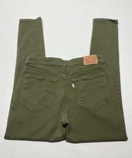 Levis Olive Green 721 High Rise Skinny White Tab Button Fly Jeans Sz 30 Gorpcore